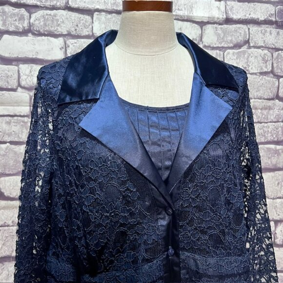 Susan Graver Blue Lace Jacket W/ Solid Tank Size 2X - Picture 2 of 12